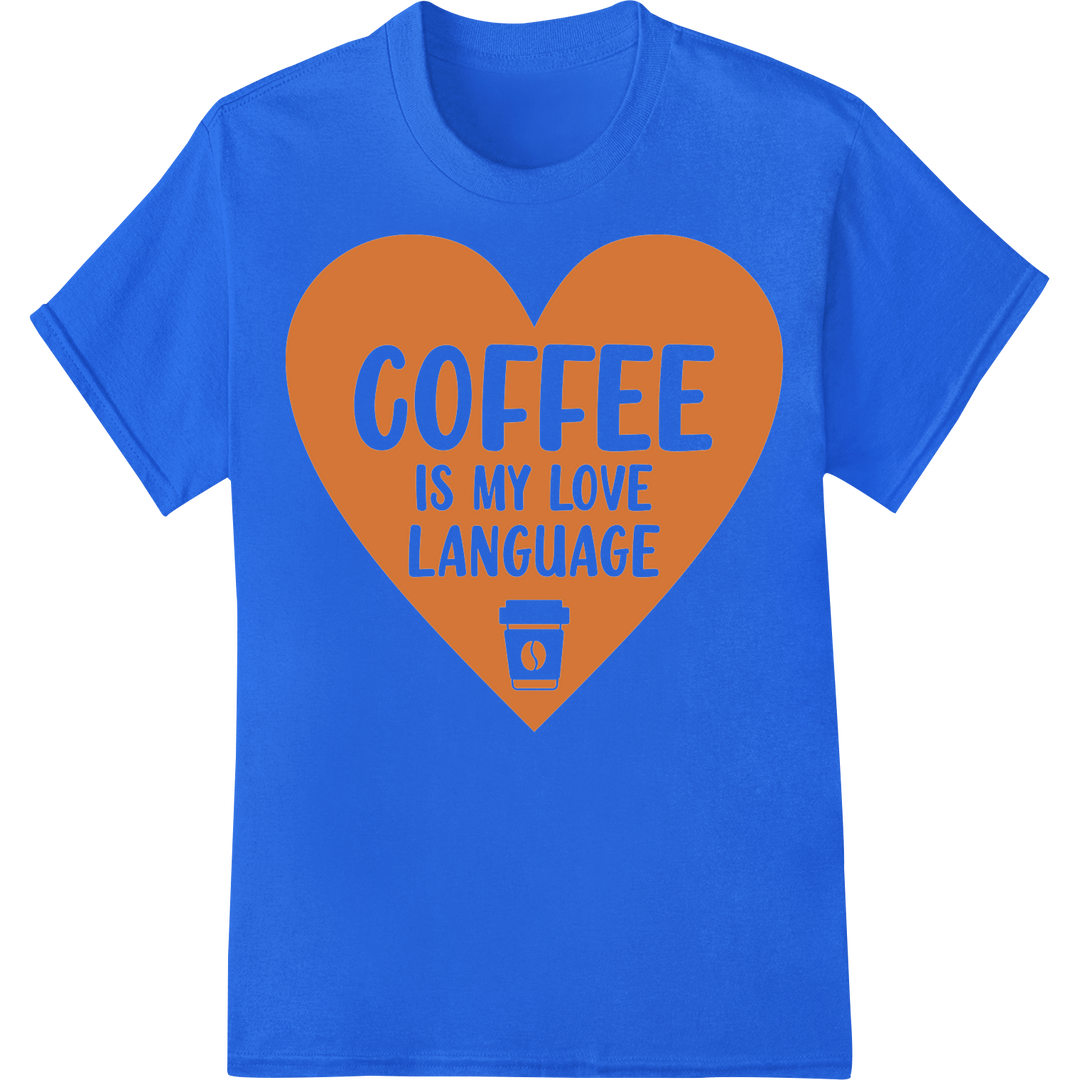 Retro Coffee Love: Express Your Java Passion on blue shirt - SUPERDTF-DTF Prints-DTF Transfers-Custom DTF Prints