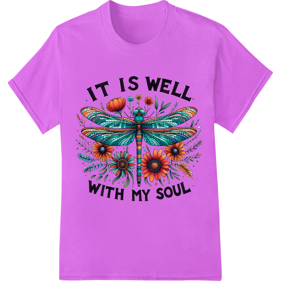 Inspiring Dragonfly Christian DTF Print Heat Transfer on purple shirt - SUPERDTF-DTF Prints-DTF Transfers-Custom DTF Prints