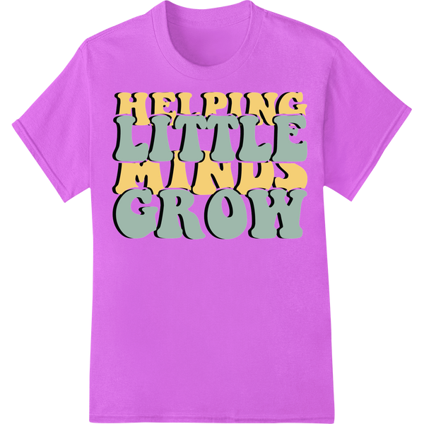 Retro Teacher Inspiration: Helping Little Minds Grow on purple shirt - SUPERDTF-DTF Prints-DTF Transfers-Custom DTF Prints