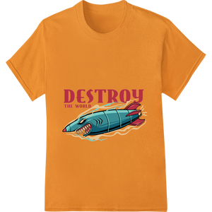 Rebellious Shark Missile: Destroy the World DTF Print made with premium heat transfer