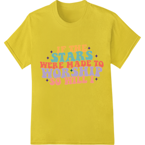 Innovative custom garment printing design on Inspirational Worship Stars Colorful Text Heat Transfer