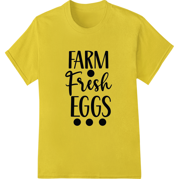 Rustic 'FARM Fresh EGGS' DTF Heat Transfer Print - Easter on yellow shirt - SUPERDTF-DTF Prints-DTF Transfers-Custom DTF Prints