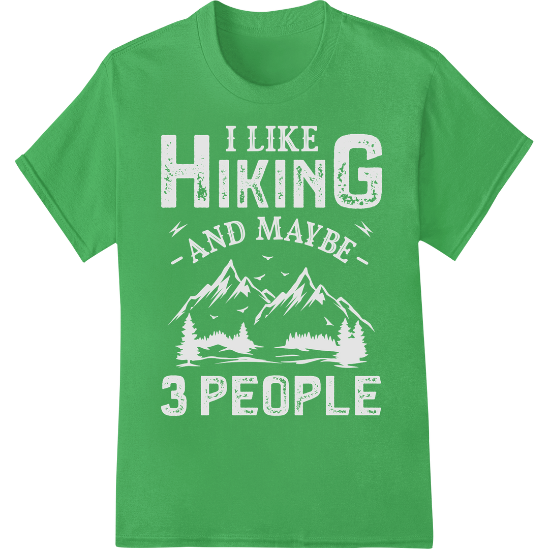 Embrace Adventure: Hiking & Solitude DTF Print Heat Transfer on green shirt - SUPERDTF-DTF Prints-DTF Transfers-Custom DTF Prints