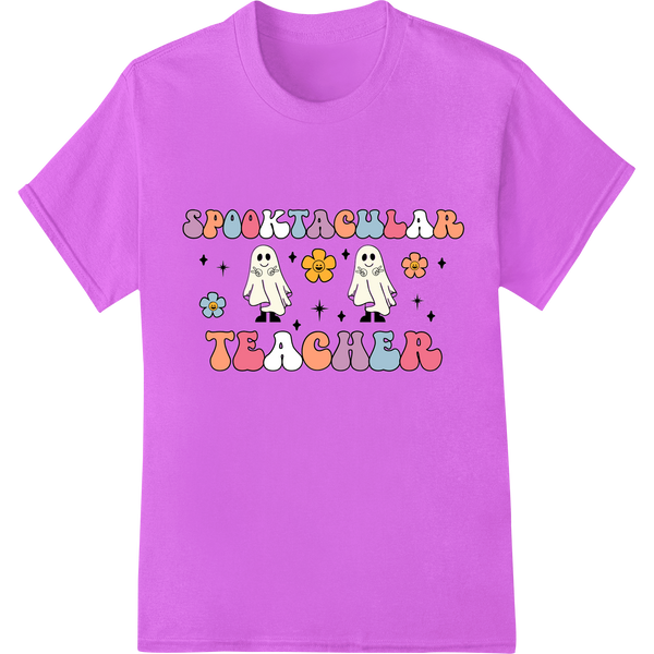 Spooktacular Teacher: Adorable Halloween School Design on purple shirt - SUPERDTF-DTF Prints-DTF Transfers-Custom DTF Prints