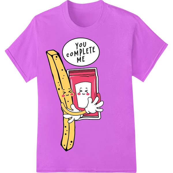 Adorable 'YOU COMPLETE ME' Food Pun DTF Print Heat Transfer on purple shirt - SUPERDTF-DTF Prints-DTF Transfers-Custom DTF Prints