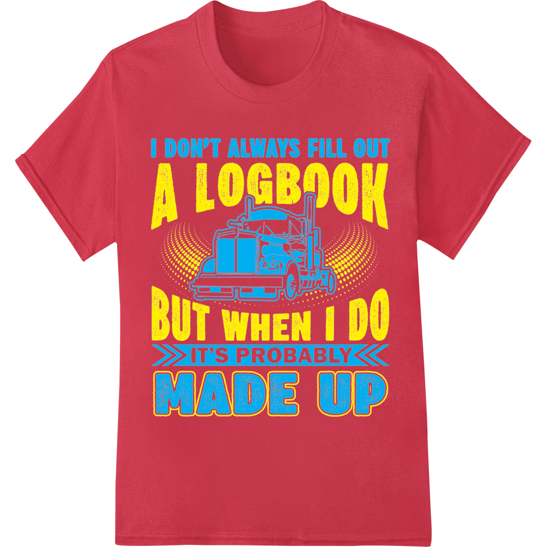 Hilarious Trucker Logbook Humor - DTF Print Heat Transfer on red shirt - SUPERDTF-DTF Prints-DTF Transfers-Custom DTF Prints