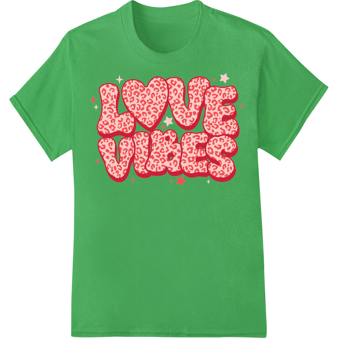 Lovely Leopard Hearts: Spread Affection with Style on green shirt - SUPERDTF-DTF Prints-DTF Transfers-Custom DTF Prints