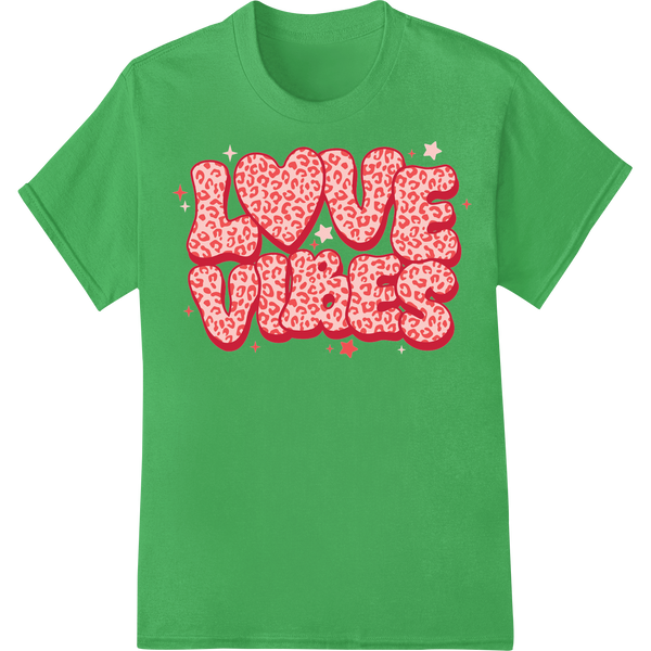 Lovely Leopard Hearts: Spread Affection with Style on green shirt - SUPERDTF-DTF Prints-DTF Transfers-Custom DTF Prints