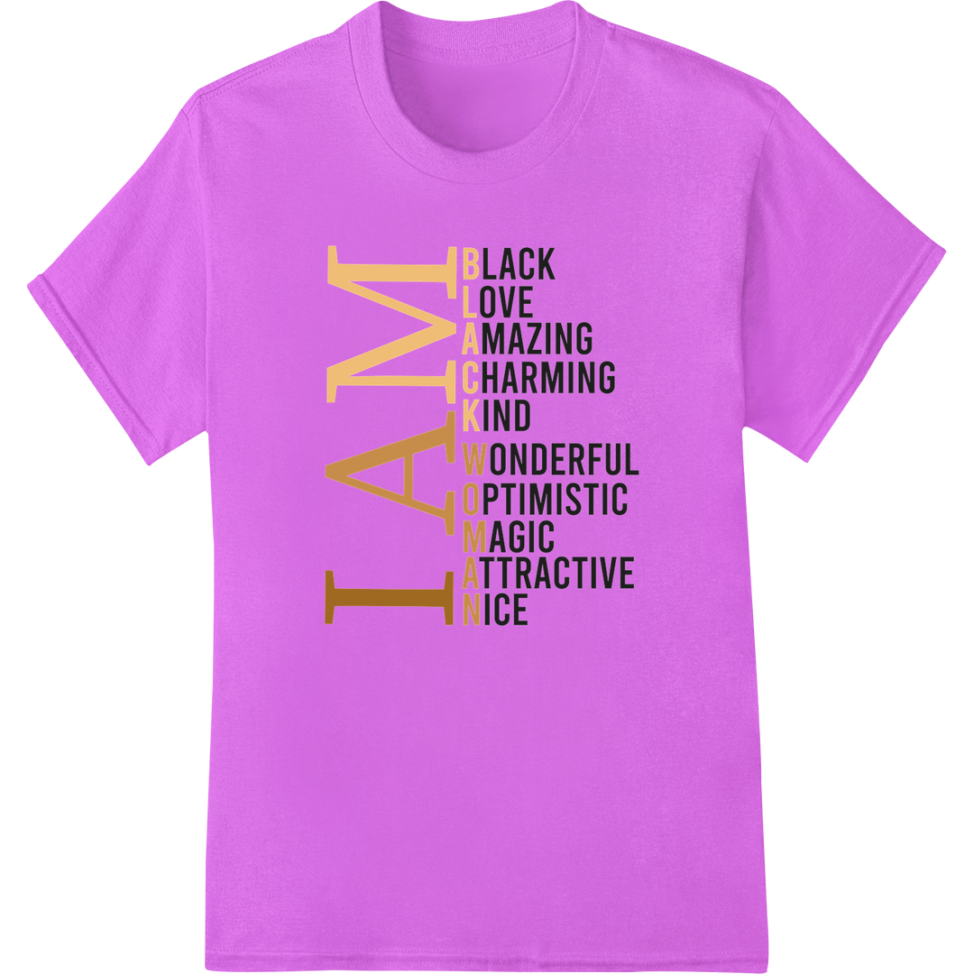 Positive Affirmations Celebrating Black Pride & Beauty on purple shirt - SUPERDTF-DTF Prints-DTF Transfers-Custom DTF Prints