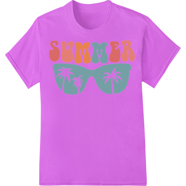 Ride the Waves of Style with this Vibrant Summer Print on purple shirt - SUPERDTF-DTF Prints-DTF Transfers-Custom DTF Prints