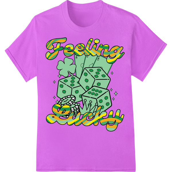 Lucky Leprechaun Dice - St. Patrick's Day Heat Transfer on purple shirt - SUPERDTF-DTF Prints-DTF Transfers-Custom DTF Prints