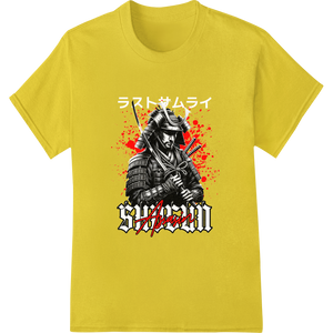 Cutting-edge apparel decoration featured on Fierce Shogun Samurai DTF Print Heat Transfer by Super DTF