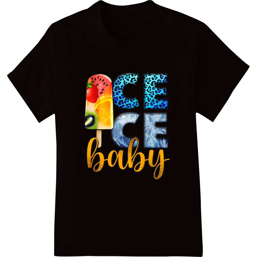 Chill Out with Our 'Ice Baby' DTF Print Heat Transfer! on black shirt - SUPERDTF-DTF Prints-DTF Transfers-Custom DTF Prints