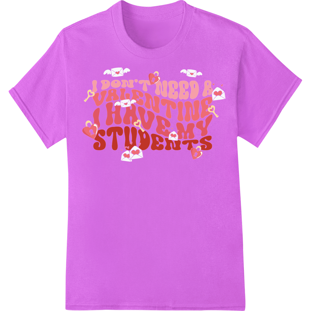 Heartfelt Teacher Valentine: Students Are My Love on purple shirt - SUPERDTF-DTF Prints-DTF Transfers-Custom DTF Prints