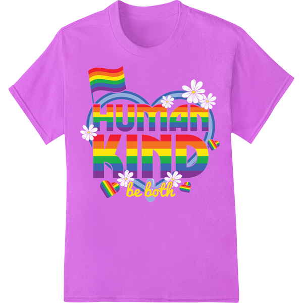 Vibrant 'Human Kind Be Both' LGBT Pride Month DTF Print on purple shirt - SUPERDTF-DTF Prints-DTF Transfers-Custom DTF Prints