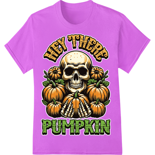 Expert print on demand craftsmanship on Spooky Skull Pumpkin Halloween Heat Transfer Print