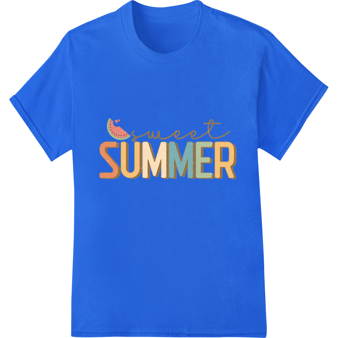 Sweet Summer Retro Vibes: DTF Print Heat Transfer on blue shirt - SUPERDTF-DTF Prints-DTF Transfers-Custom DTF Prints