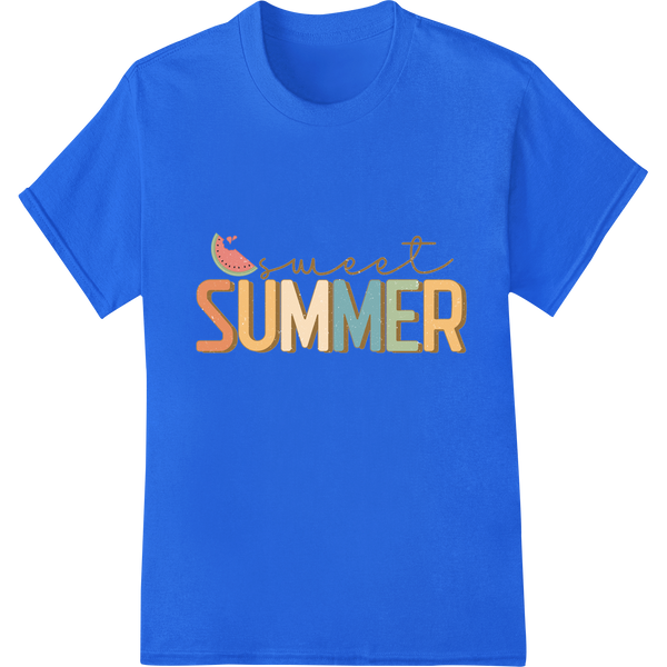 Sweet Summer Retro Vibes: DTF Print Heat Transfer on blue shirt - SUPERDTF-DTF Prints-DTF Transfers-Custom DTF Prints