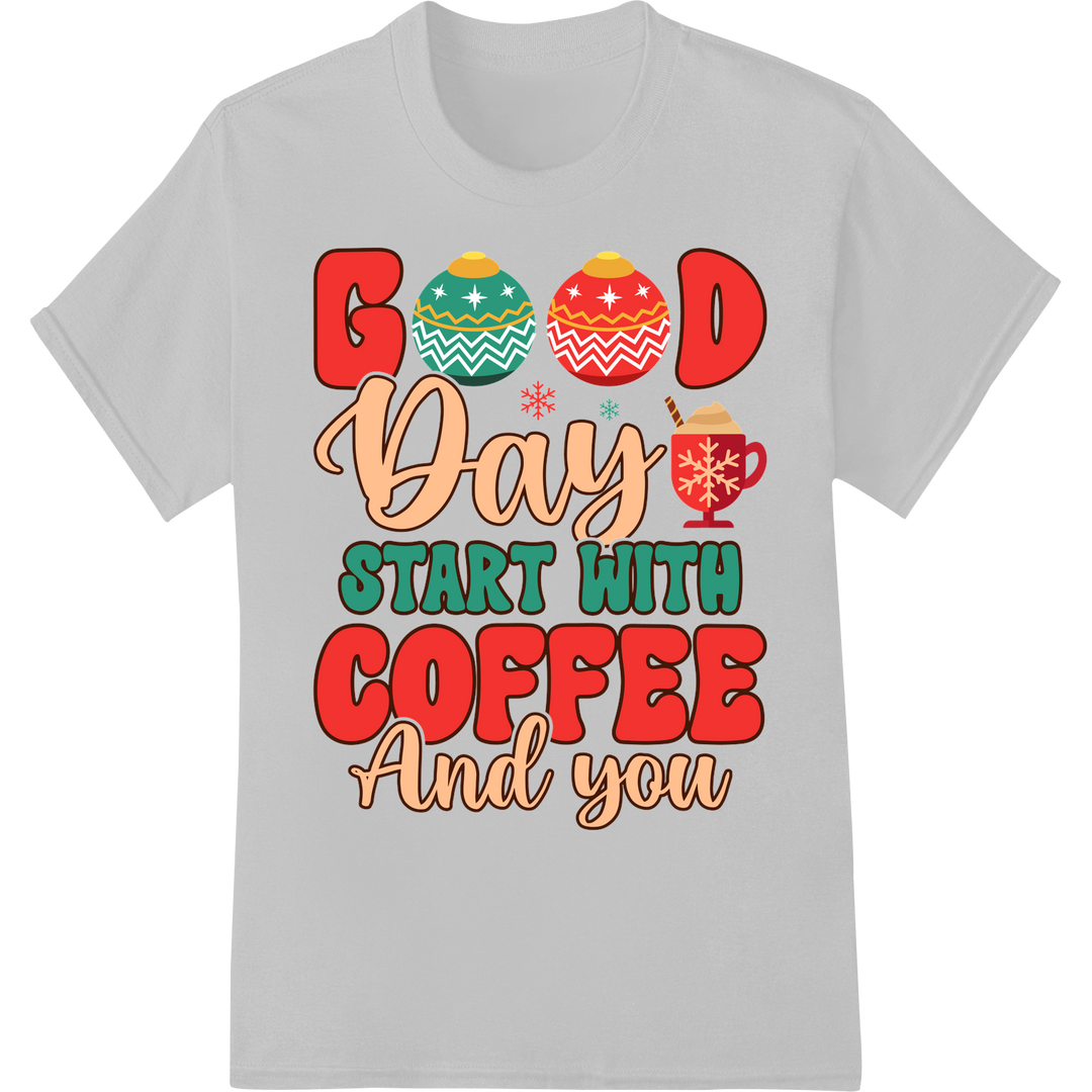 Festive Coffee Christmas DTF Print Heat Transfer Design on white shirt - SUPERDTF-DTF Prints-DTF Transfers-Custom DTF Prints