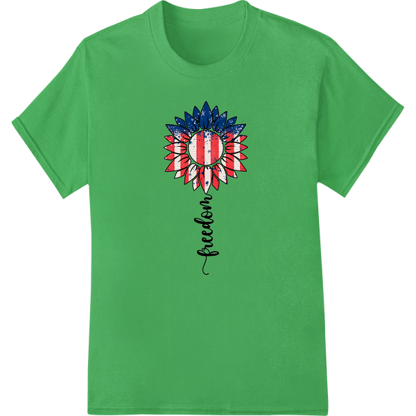 Patriotic Sunflower: Celebrate Freedom in Vibrant Style on green shirt - SUPERDTF-DTF Prints-DTF Transfers-Custom DTF Prints