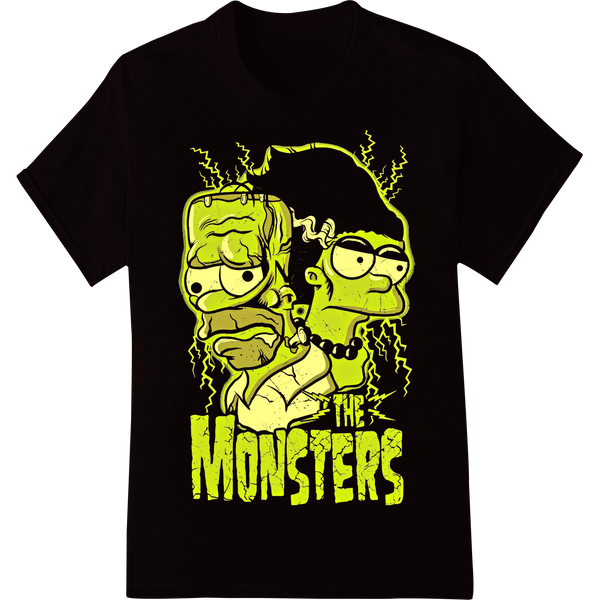 Neon Green Halloween Monster Duo DTF Print Heat Transfer on black shirt - SUPERDTF-DTF Prints-DTF Transfers-Custom DTF Prints