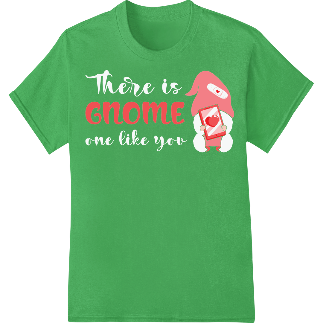 Adorable Valentine's Gnome DTF Print Heat Transfer | Love on green shirt - SUPERDTF-DTF Prints-DTF Transfers-Custom DTF Prints