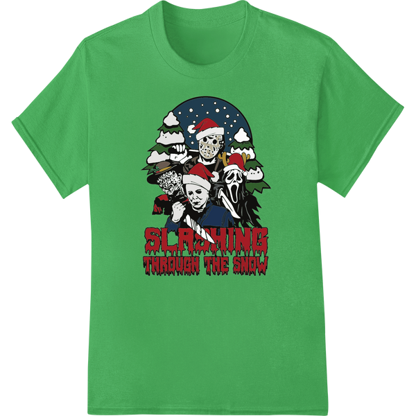 Spooky Santa Skeletons: Scaring Through The Snow on green shirt - SUPERDTF-DTF Prints-DTF Transfers-Custom DTF Prints