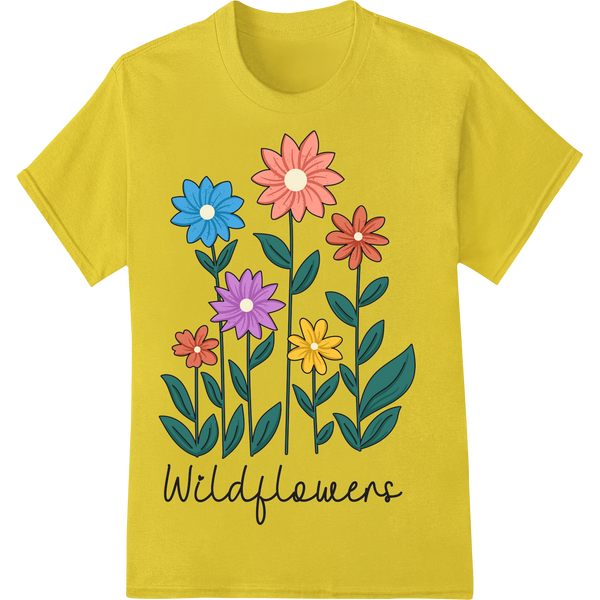 Whimsical Wildflower Charm: Nature's Beauty in Bloom on yellow shirt - SUPERDTF-DTF Prints-DTF Transfers-Custom DTF Prints