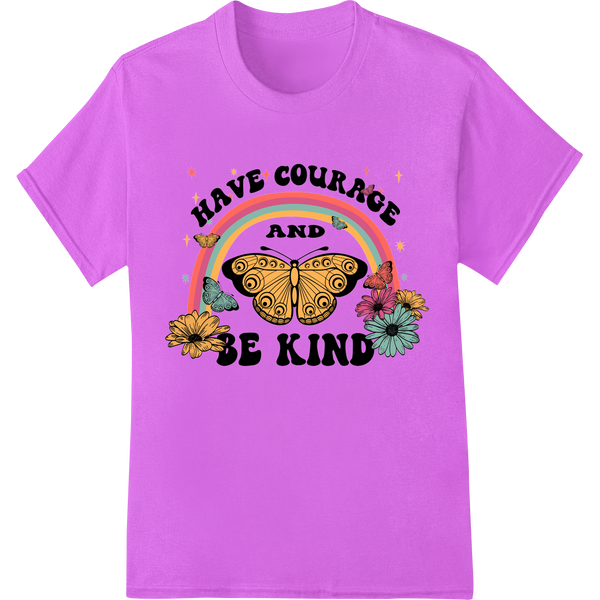 Vibrant and colorful geometric design with the words 'Inspire Courage & Kindness' suitable for heat transfer on t-shirts and...