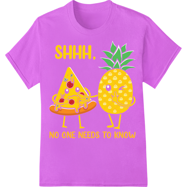 Secret Pizza Lover Funny Pineapple Print T-Shirt Design on purple shirt - SUPERDTF-DTF Prints-DTF Transfers-Custom DTF Prints