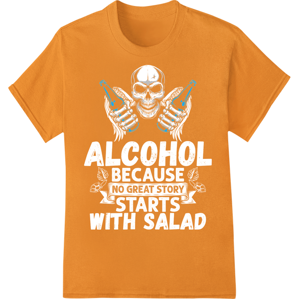 Spooky Skull & Beer Bottles DTF Print Heat Transfer on orange shirt - SUPERDTF-DTF Prints-DTF Transfers-Custom DTF Prints