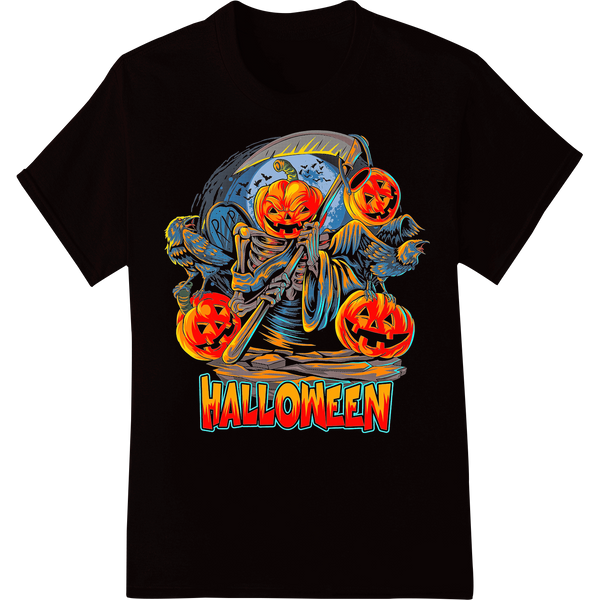 Spooky Pumpkin Ghost - Haunting Halloween Heat Transfer on black shirt - SUPERDTF-DTF Prints-DTF Transfers-Custom DTF Prints