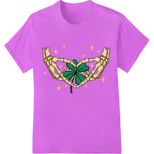 Skeleton Clover DTF Print for Lucky St. Patrick's Day Gear on purple shirt - SUPERDTF-DTF Prints-DTF Transfers-Custom DTF Prints