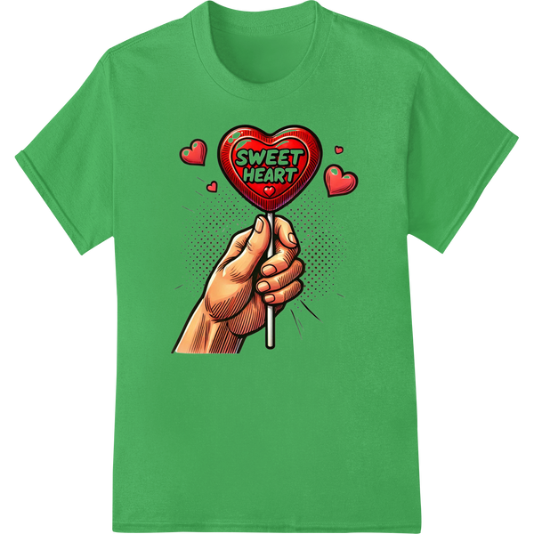 Vibrant 'SWEET HEART' Pop-Art DTF Print for Valentine's Day on green shirt - SUPERDTF-DTF Prints-DTF Transfers-Custom DTF Prints