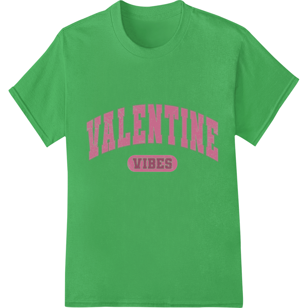 Trendy Valentine Vibes: Retro Love DTF Transfer Print on green shirt - SUPERDTF-DTF Prints-DTF Transfers-Custom DTF Prints