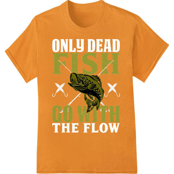 Vintage Largemouth Bass 'Fish Go With' DTF Fishing Print on orange shirt - SUPERDTF-DTF Prints-DTF Transfers-Custom DTF Prints