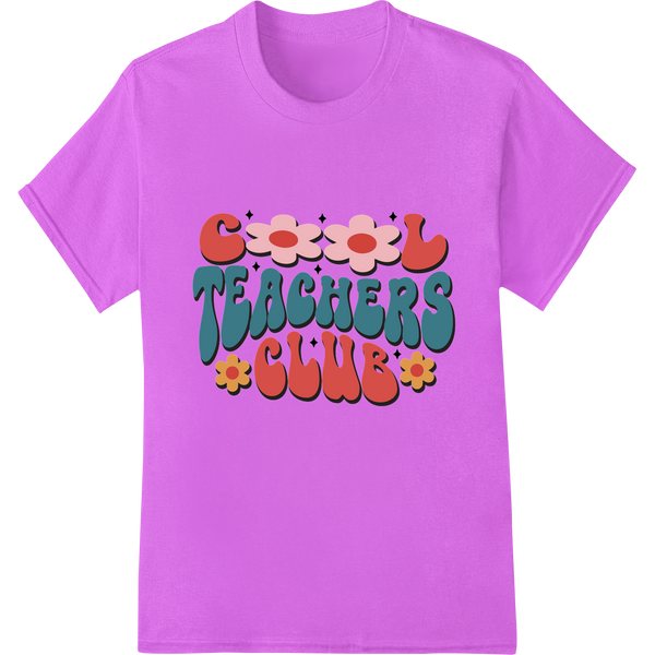 Retro Teacher's Club: Vibrant DTF Print Heat Transfer on purple shirt - SUPERDTF-DTF Prints-DTF Transfers-Custom DTF Prints