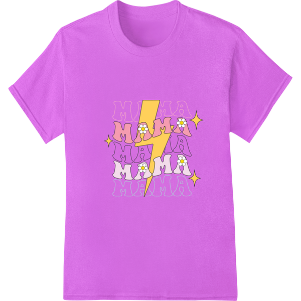 Electrifying Retro MAMA DTF Print Heat Transfer | Mother's Day on purple shirt - SUPERDTF-DTF Prints-DTF Transfers-Custom DTF Prints