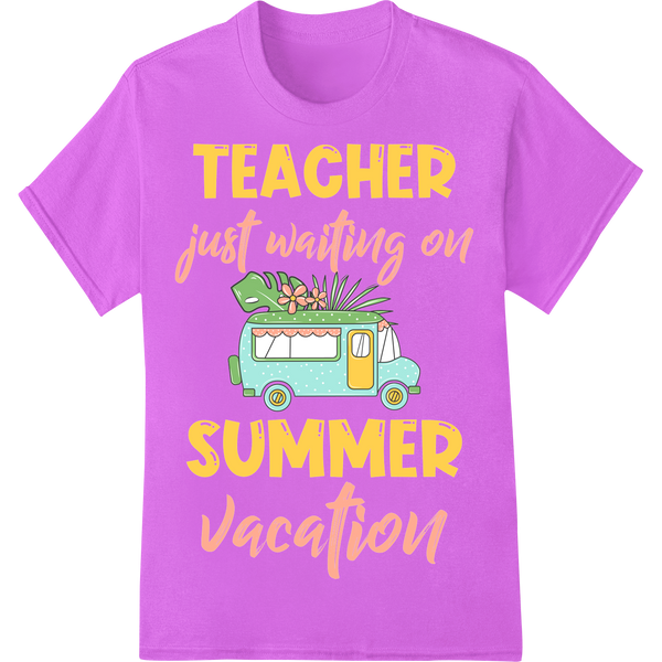 Teacher's Summer Vacation Countdown - Retro Van DTF Print on purple shirt - SUPERDTF-DTF Prints-DTF Transfers-Custom DTF Prints