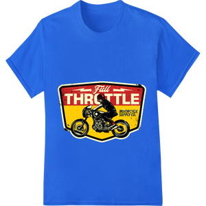 Vibrant professional DTF printing print on Rebel Rider: Full Throttle Motorcycle Supply Co. DTF Print