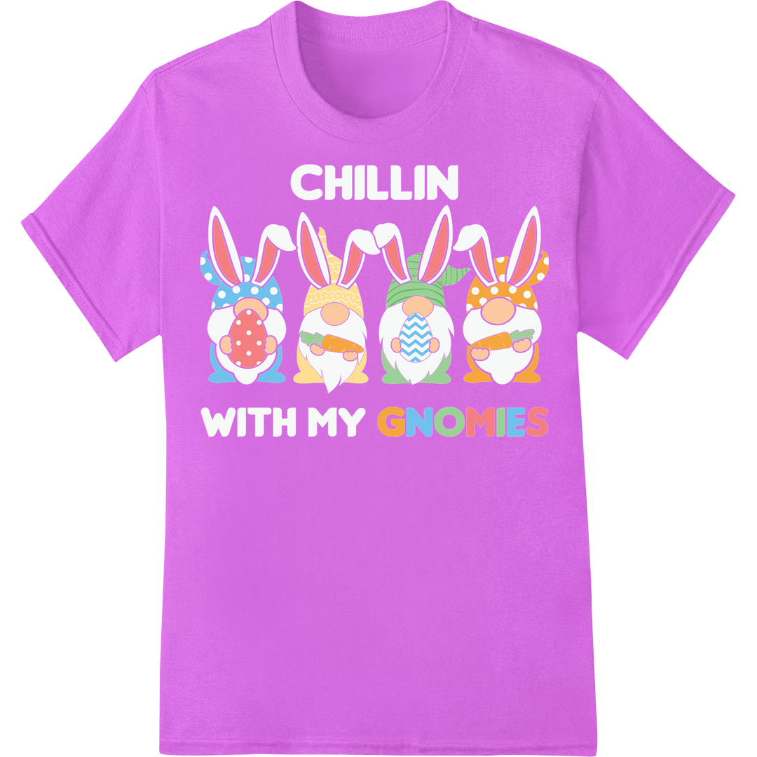 Adorable Easter Gnomes Heat Transfer Print | Super DTF on purple shirt - SUPERDTF-DTF Prints-DTF Transfers-Custom DTF Prints