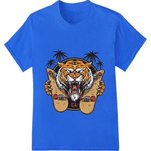 Fierce Tiger Skateboard Heat Transfer Design enhanced with professional bulk t-shirt printing