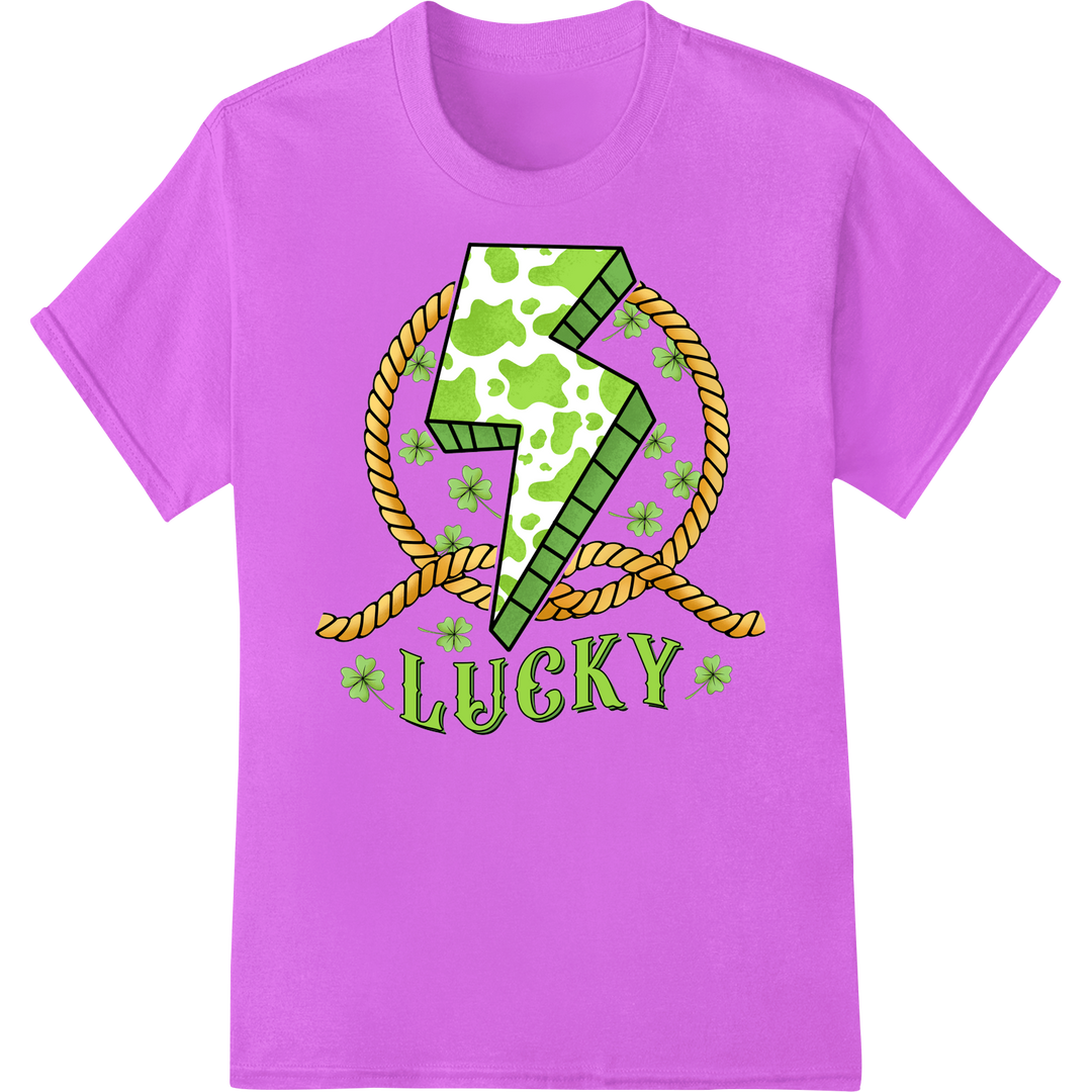 Lucky Clover Western DTF Print for St. Patrick's Day Gear on purple shirt - SUPERDTF-DTF Prints-DTF Transfers-Custom DTF Prints