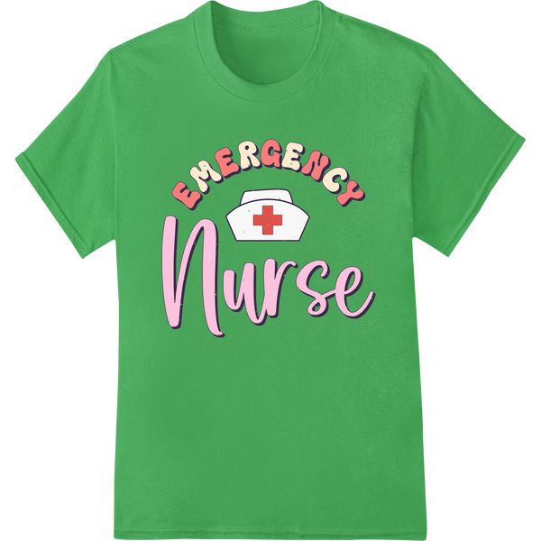 Show Your ER Nurse Pride with This Bold DTF Print Transfer on green shirt - SUPERDTF-DTF Prints-DTF Transfers-Custom DTF Prints