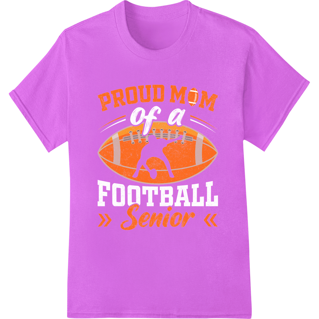 Proud Football Mom Senior DTF Print Transfer | Super DTF on purple shirt - SUPERDTF-DTF Prints-DTF Transfers-Custom DTF Prints