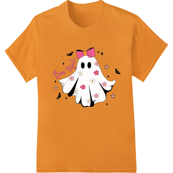 Boo-tiful Ghost: Cute Halloween Print for DTF Transfers on orange shirt - SUPERDTF-DTF Prints-DTF Transfers-Custom DTF Prints