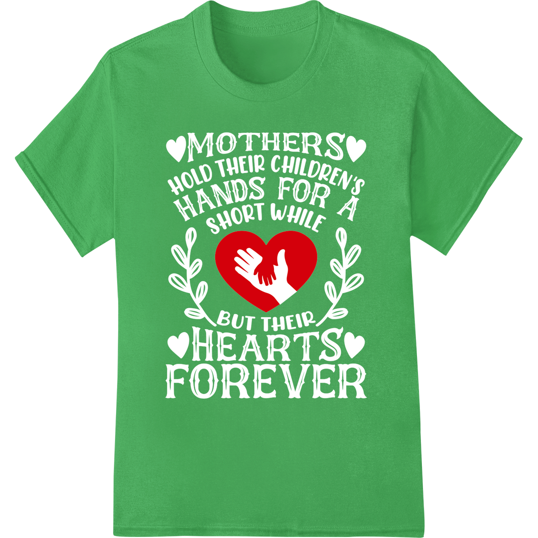 Heartfelt Hands: Celebrate Mom's Love with DTF Prints on green shirt - SUPERDTF-DTF Prints-DTF Transfers-Custom DTF Prints