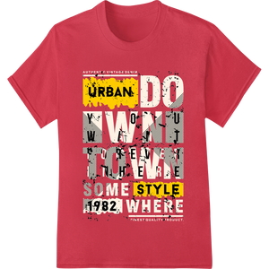 Cutting-edge t shirt prints featured on Retro Urban Youth Style 1982 Grunge Graphic DTF Print