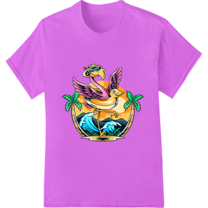 Funky Flamingo Beach Vibes DTF Print Heat Transfer showcasing advanced custom t-shirts technology