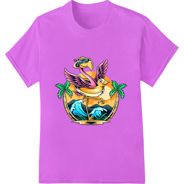 Funky Flamingo Beach Vibes DTF Print Heat Transfer showcasing advanced custom t-shirts technology